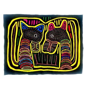Arte Kuna Colombia Mola Textile Quilted Applique Embroidery‎ Needlework 18"x13½"